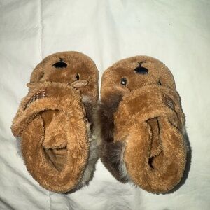 Brown Plush Animal Slippers